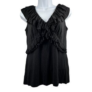 Vintage Women's Babydoll Top Small Black Ruffles Whimsygoth Fairy Sleeveless Y2K